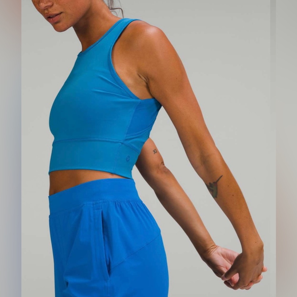 NEW Lululemon Mesh Back Training Cropped Tank Top Poolside Blue Size 4 - Picture 5 of 10